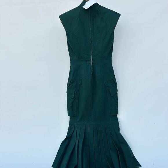 Alexander McQueen Fall Winter 18 Army Green Structured Midi Dress 38 Runway - Picture 4 of 13